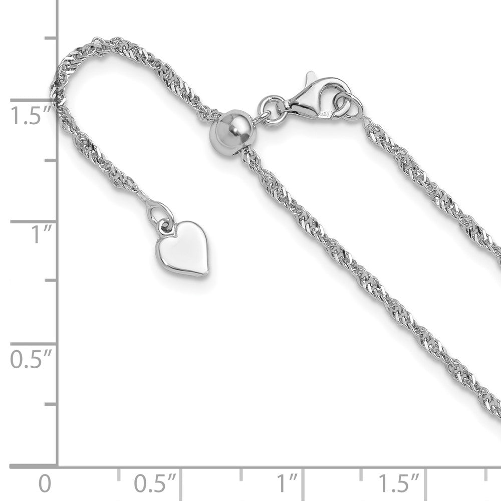 22 Inch Sterling Silver Adjustable 1.6mm Singapore Chain Necklace