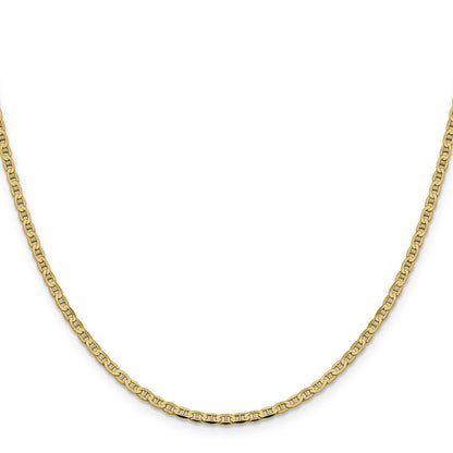 14K Yellow Gold 22 Inch 2.4mm Concave Anchor With Lobster Clasp Chain Necklace