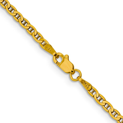 14K Yellow Gold 16 Inch 2.4mm Concave Anchor With Lobster Clasp Chain Necklace