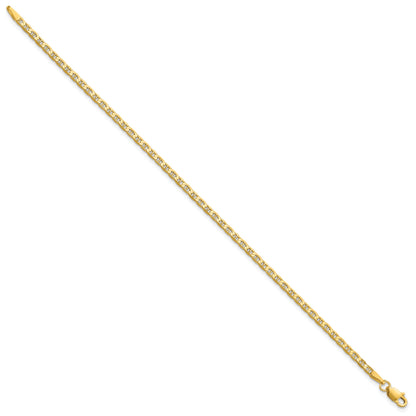 14K Yellow Gold 10 Inch 2.4mm Concave Anchor With Lobster Clasp Chain Anklet