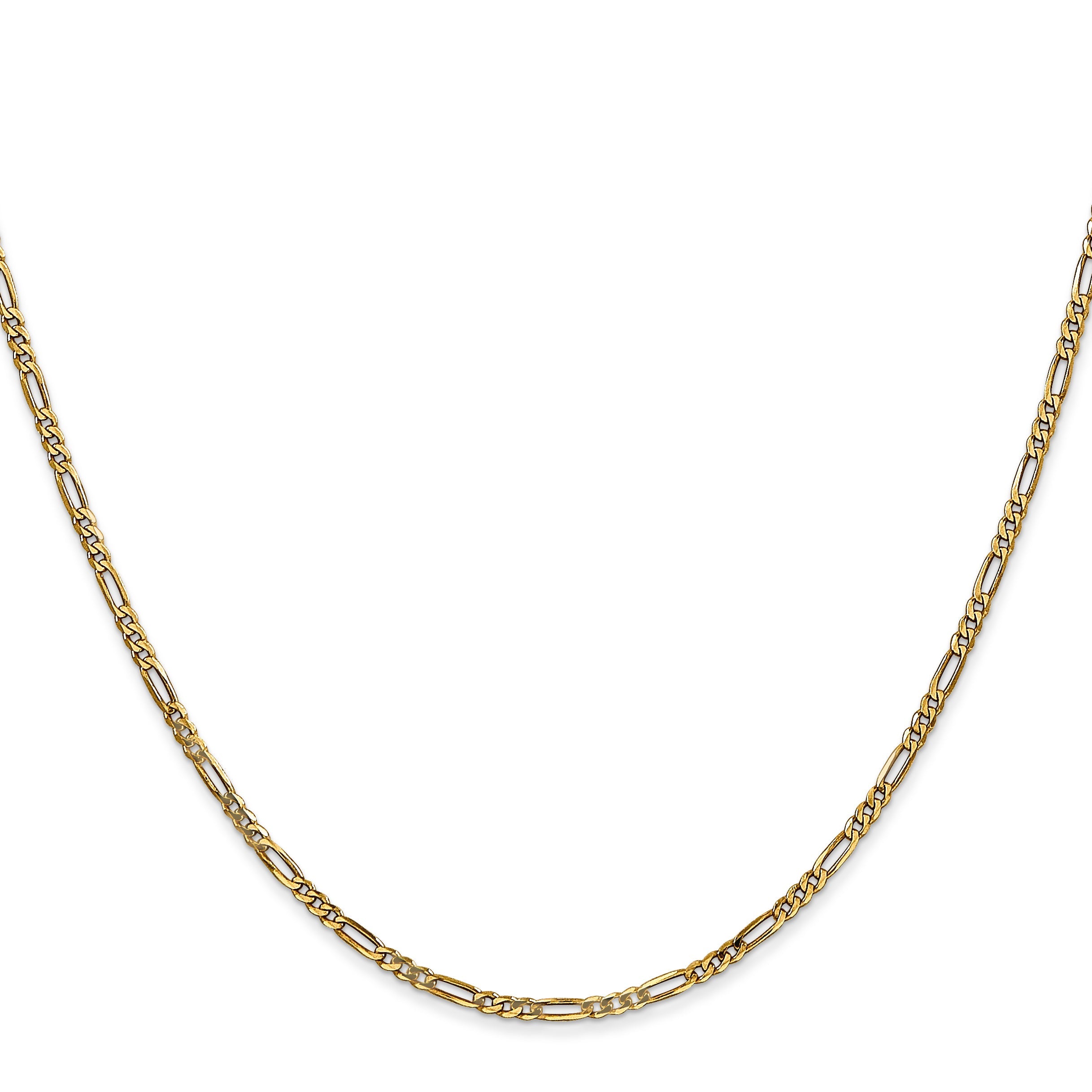 14K Yellow Gold 16 Inch 1.8mm Flat Figaro With Lobster Clasp Chain Necklace