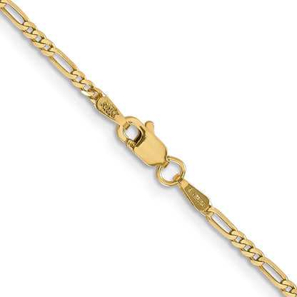 14K Yellow Gold 16 Inch 1.8mm Flat Figaro With Lobster Clasp Chain Necklace