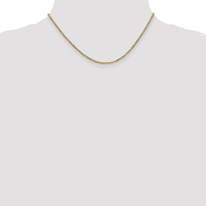 14K Yellow Gold 16 Inch 1.8mm Flat Figaro With Lobster Clasp Chain Necklace