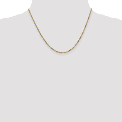 14K Yellow Gold 18 Inch 1.8mm Flat Figaro With Lobster Clasp Chain Necklace