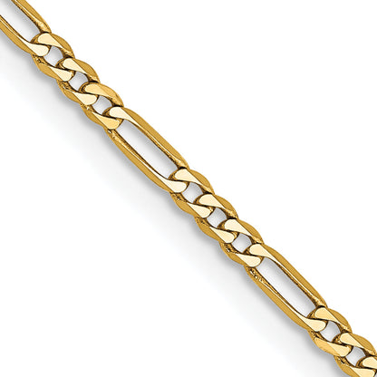 14K Yellow Gold 16 Inch 1.8mm Flat Figaro With Lobster Clasp Chain Necklace