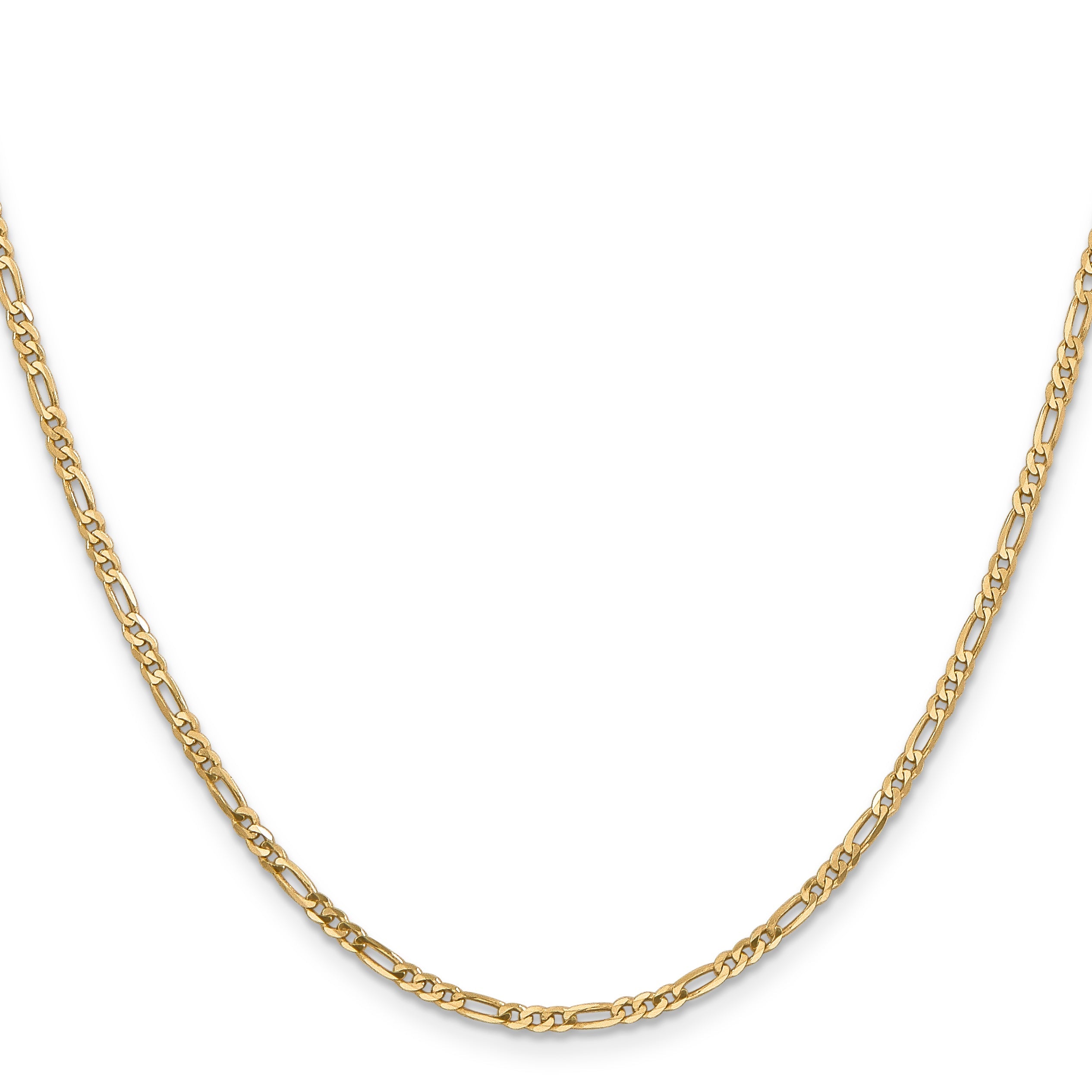 14K Yellow Gold 14 Inch 2.25mm Flat Figaro With Lobster Clasp Chain Necklace