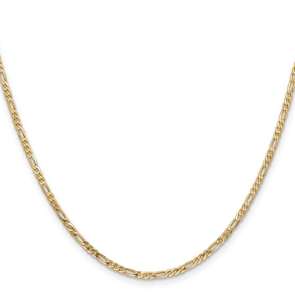 14K Yellow Gold 18 Inch 2.25mm Flat Figaro With Lobster Clasp Chain Necklace
