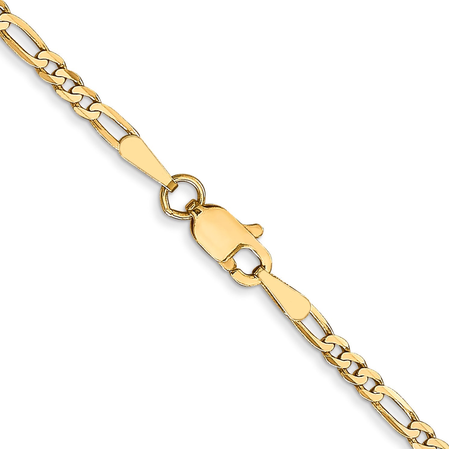 14K Yellow Gold 14 Inch 2.25mm Flat Figaro With Lobster Clasp Chain Necklace
