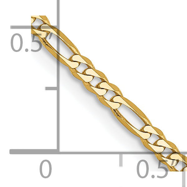 14K Yellow Gold 14 Inch 2.25mm Flat Figaro With Lobster Clasp Chain Necklace