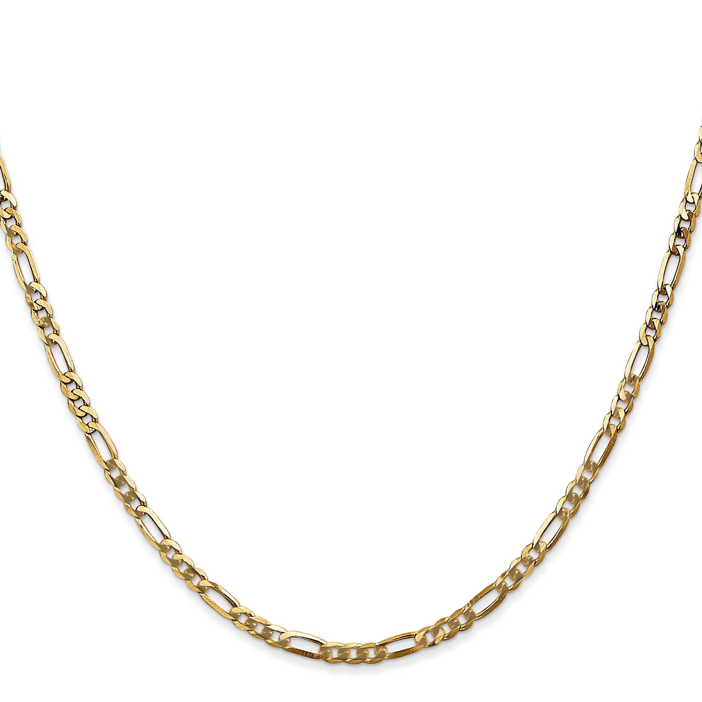 14K Yellow Gold 16 Inch 2.75mm Flat Figaro With Lobster Clasp Chain Necklace