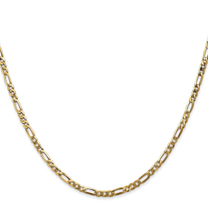 14K Yellow Gold 16 Inch 2.75mm Flat Figaro With Lobster Clasp Chain Necklace