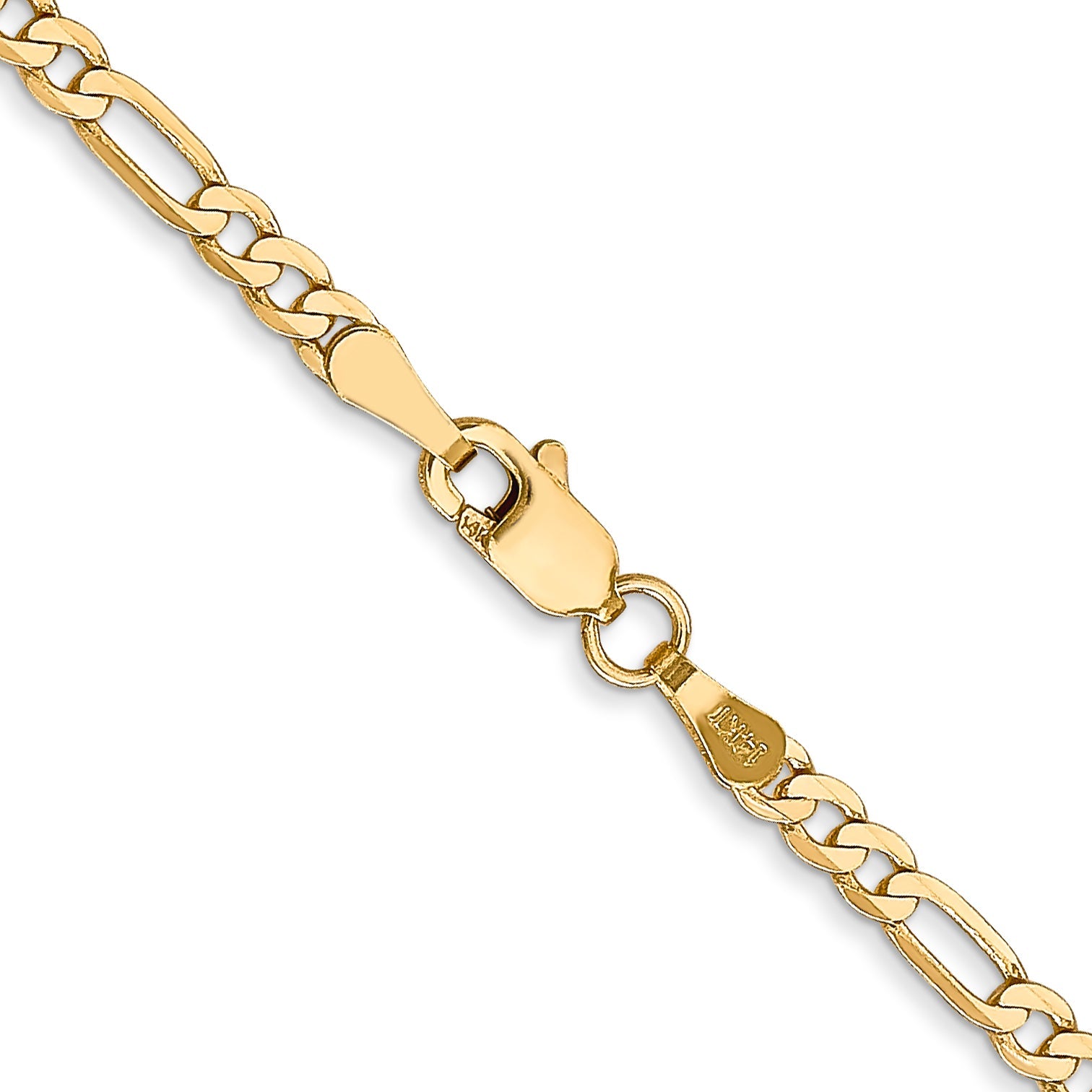14K Yellow Gold 18 Inch 2.75mm Flat Figaro With Lobster Clasp Chain Necklace