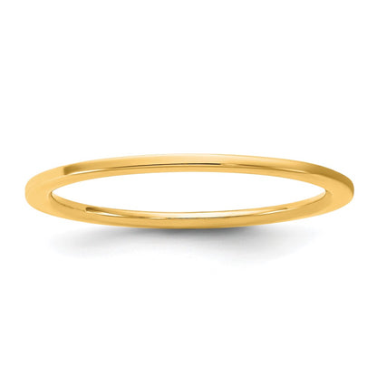10K Yellow Gold 10Ky 1mm Standard Flat Comfort Fit Band Size 7.5