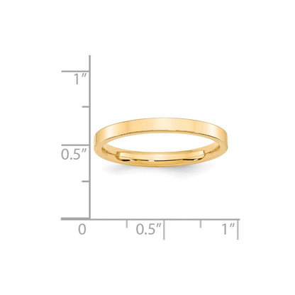 14k Yellow Gold 2.5mm Standard Weight Flat Comfort Fit Wedding Band Ring
