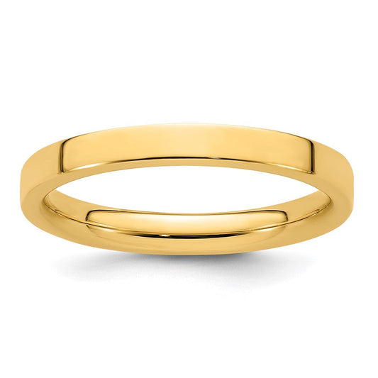14k Yellow Gold 2.5mm Standard Weight Flat Comfort Fit Wedding Band Ring