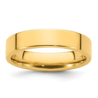 14k Yellow Gold 5mm Standard Weight Flat Comfort Fit Wedding Band Ring