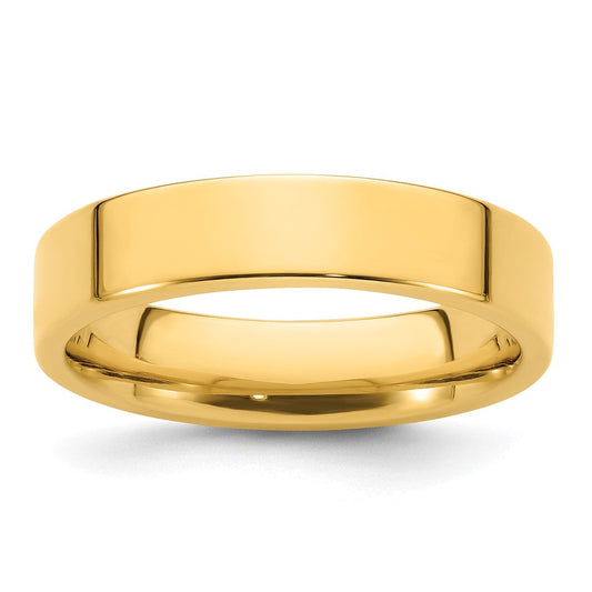 18k Yellow Gold 5mm Standard Weight Flat Comfort Fit Wedding Band Ring