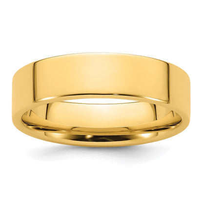 18k Yellow Gold 6mm Standard Weight Flat Comfort Fit Wedding Band Ring