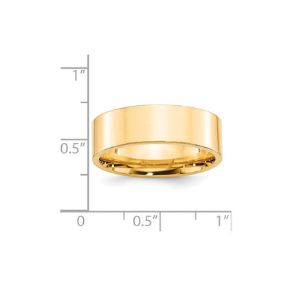 18k Yellow Gold 7mm Standard Weight Flat Comfort Fit Wedding Band Ring