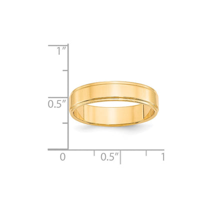 18k Yellow Gold 5mm Flat with Step Edge Wedding Band Ring