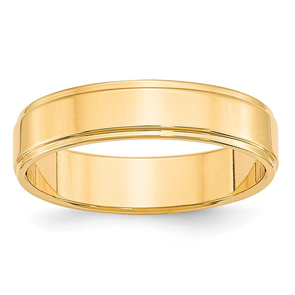 14k Yellow Gold 5mm Flat with Step Edge Wedding Band Ring