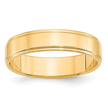 14k Yellow Gold 5mm Flat with Step Edge Wedding Band Ring