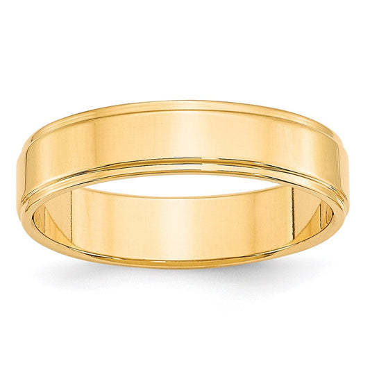 18k Yellow Gold 5mm Flat with Step Edge Wedding Band Ring