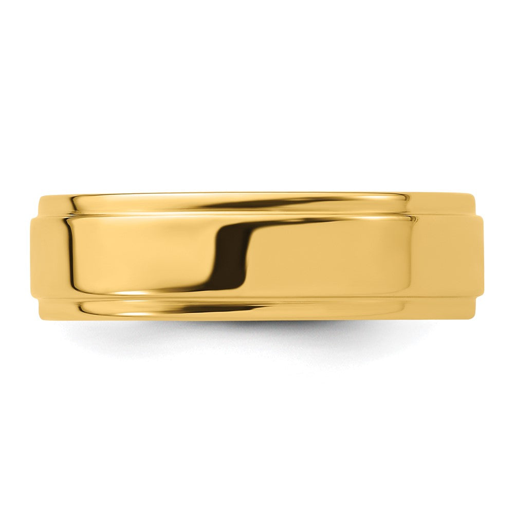18k Yellow Gold 6mm Flat with Step Edge Wedding Band Ring