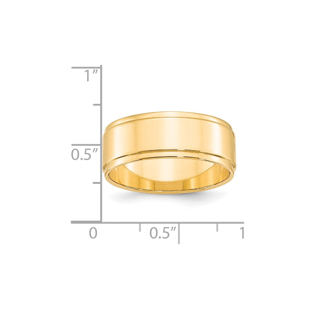18k Yellow Gold 8mm Flat with Step Edge Wedding Band Ring