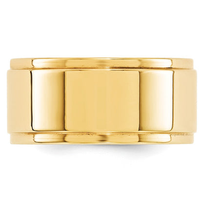 14k Yellow Gold 10mm Flat with Step Edge Wedding Band Ring