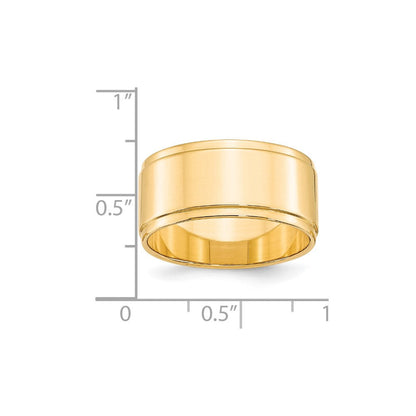 18k Yellow Gold 10mm Flat with Step Edge Wedding Band Ring