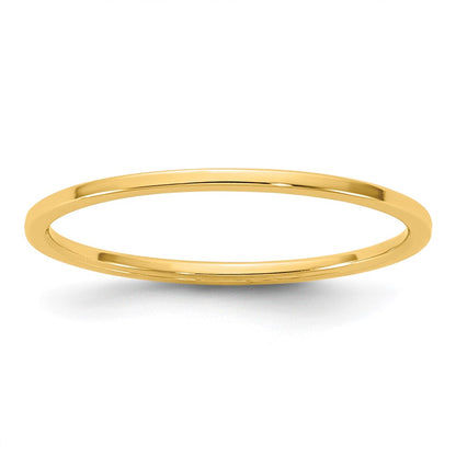 10K Yellow Gold 10Ky 1mm Lightweight Flat Band Size 10.5