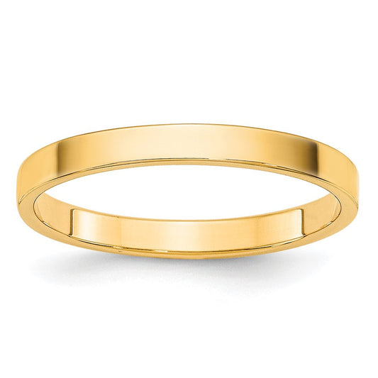 14k Yellow Gold 2mm Lightweight Flat Wedding Band Ring