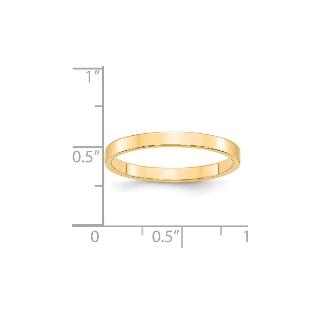 18k Yellow Gold 2.5mm Lightweight Flat Wedding Band Ring
