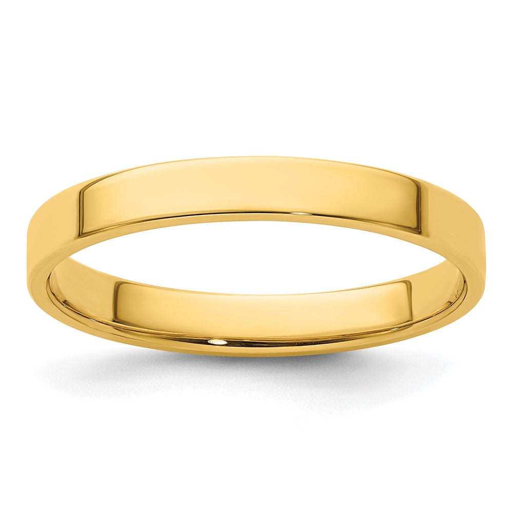 18k Yellow Gold 3mm Lightweight Flat Wedding Band Ring