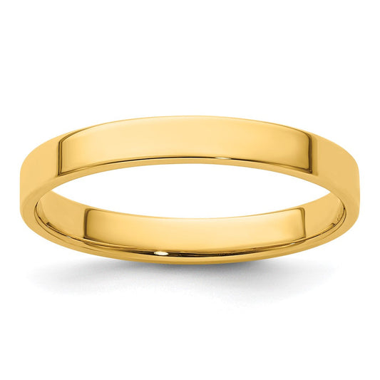 18k Yellow Gold 3mm Lightweight Flat Wedding Band Ring