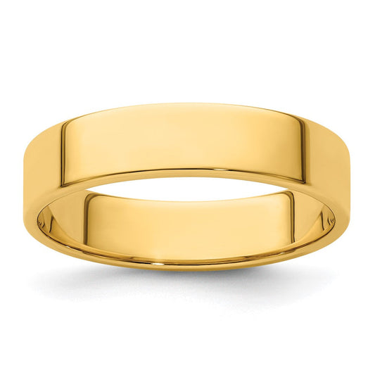 18k Yellow Gold 5mm Lightweight Flat Wedding Band Ring