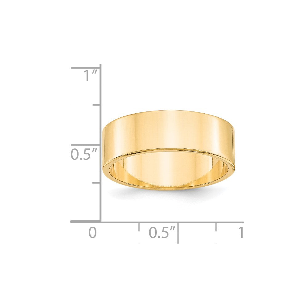 14k Yellow Gold 7mm Lightweight Flat Wedding Band Ring