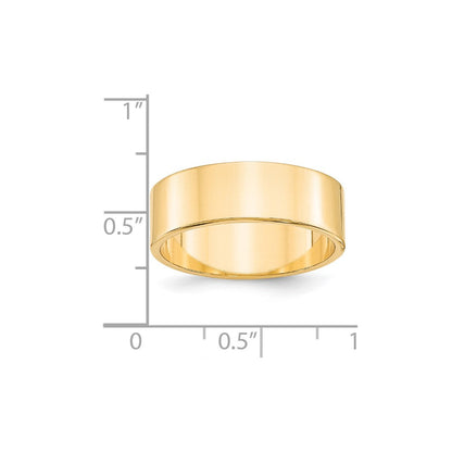 18k Yellow Gold 7mm Lightweight Flat Wedding Band Ring