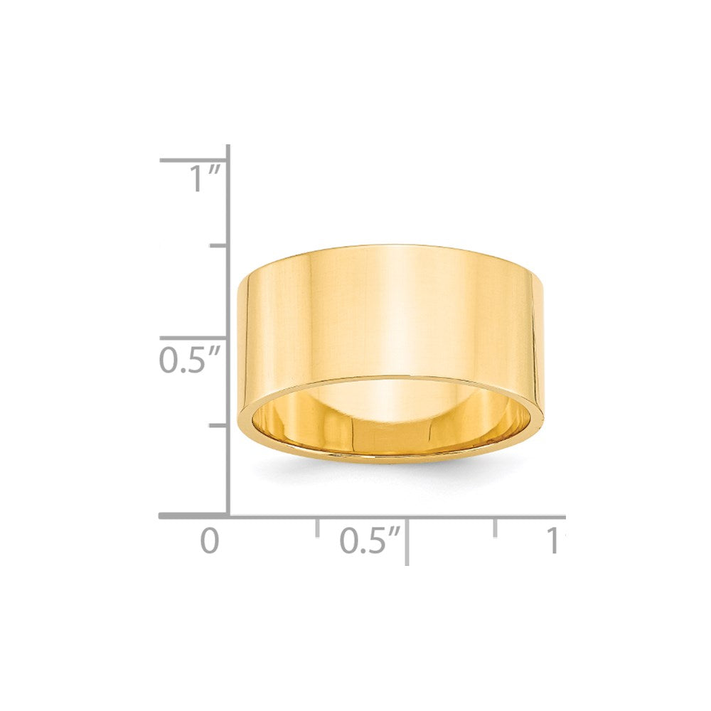 14k Yellow Gold 10mm Lightweight Flat Wedding Band Ring