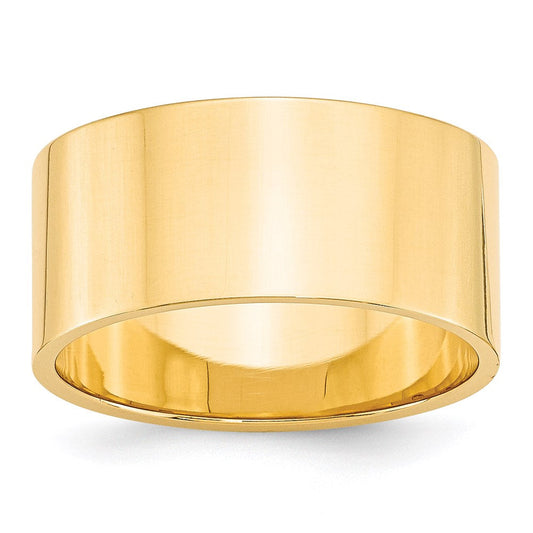 18k Yellow Gold 10mm Lightweight Flat Wedding Band Ring