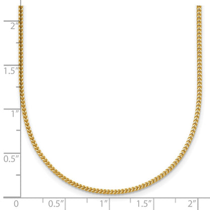 14K Yellow Gold 30 Inch .9mm Franco With Lobster Clasp Chain Necklace