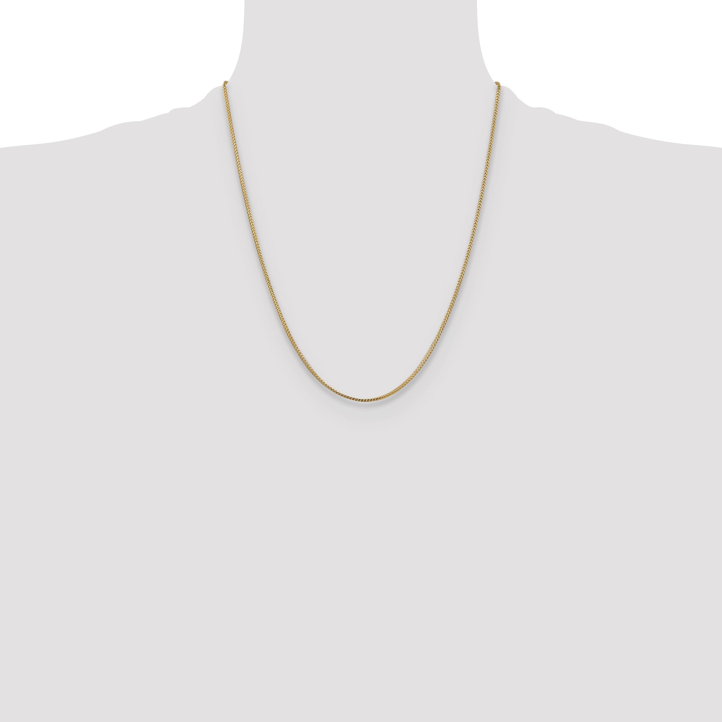 14K Yellow Gold 22 Inch 1mm Franco With Lobster Clasp Chain Necklace
