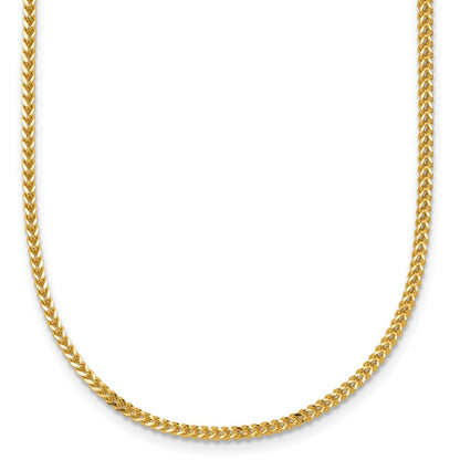14K Yellow Gold 24 Inch 1.3mm Franco With Lobster Clasp Chain Necklace