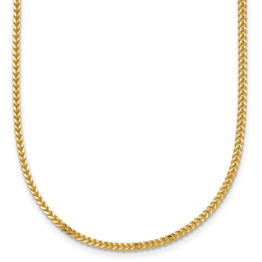 14K Yellow Gold 24 Inch 1.3mm Franco With Lobster Clasp Chain Necklace