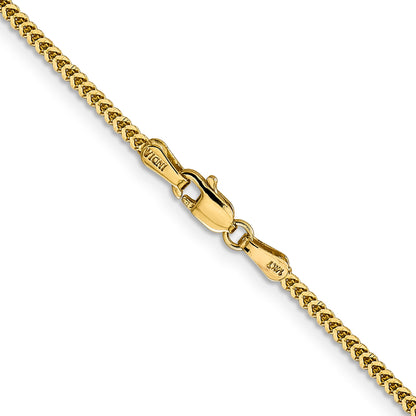 14K Yellow Gold 16 Inch 1.4mm Franco With Lobster Clasp Chain Necklace