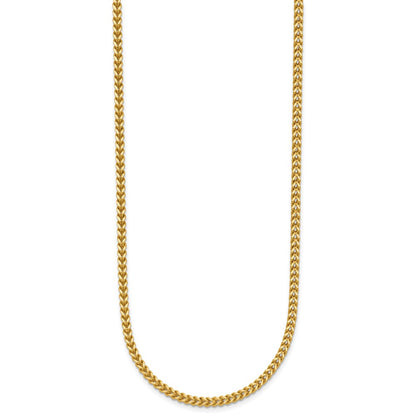 14K Yellow Gold 22 Inch 2mm Franco With Lobster Clasp Chain Necklace