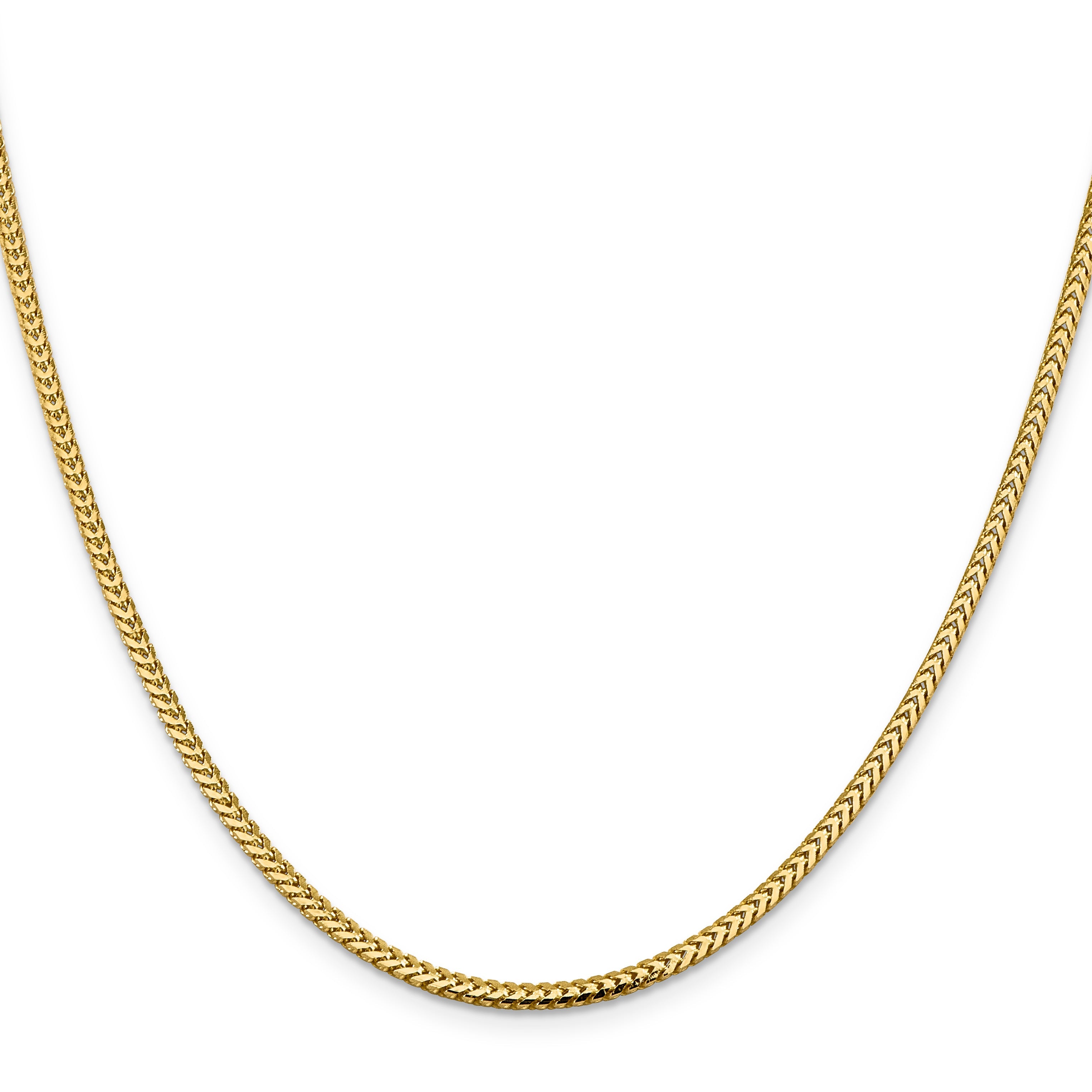 14K Yellow Gold 24 Inch 2.3mm Franco With Lobster Clasp Chain Necklace
