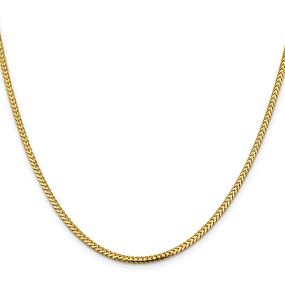 14K Yellow Gold 24 Inch 2.3mm Franco With Lobster Clasp Chain Necklace