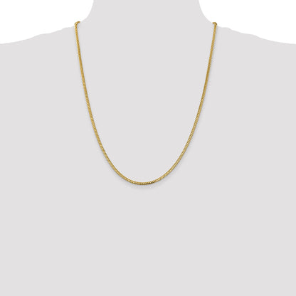 14K Yellow Gold 24 Inch 2.3mm Franco With Lobster Clasp Chain Necklace